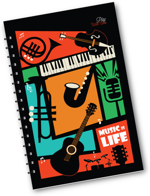 Desi Feriwala Music is life A5 Notebook Unruled 100 Pages(Black)