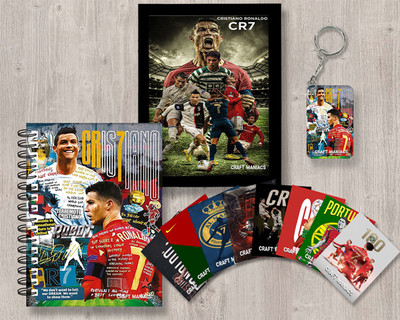 craft maniacs FOOTBALLER GIFTING COMBO A5 Notebook RULED 120 Pages(Multicolor)