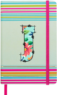 Doodle Stripes Theme Premium Hard Bound B6 Notebook Diary Ruled 192 Pages(Initial J)