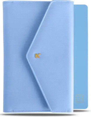 NEORAH PETITE Notebook SLEEVE with Envelope Flap Closure + JOURNAL |6 Card Slots Assorted Organizer DOTGRID 160 Pages(Light Blue)