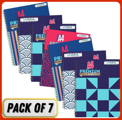 UNIQPAL SPIRAL Notebook A4 Notebook UNRULED/PLAIN 200 Pages(Multicolor, Pack of 7)