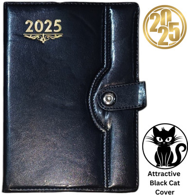 ShreeGanadhish 2024 Executive A5 Diary with Magnetic Flap Closure | Action Planner | 21X15 CM Regular Diary Ruled 365 Pages(Black Cat)