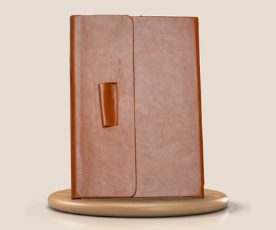 Your Gift Studio Corporate Gift Set of Classy Diary with pen holder, A5 Diary Single Ruled 196 Pages(Tan)