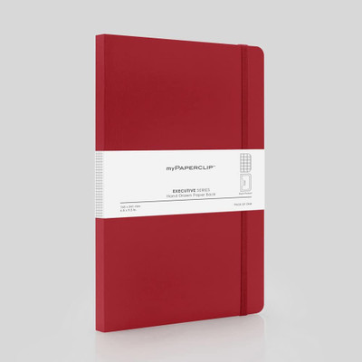 myPAPERCLIP Executive Series Notebook, Large (165 x 241 mm, 6.5 x 9.5 in) ESX192L-C Red, Regular Notebook Squared 192 Pages(Red)