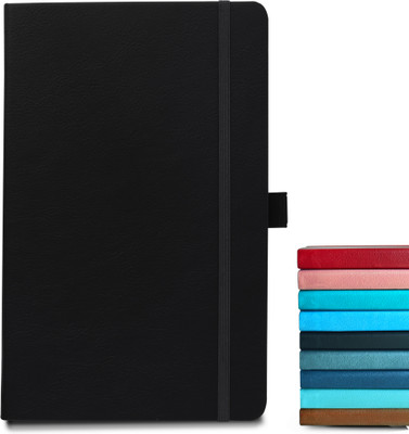 Doodle Pro Series Executive PU Leather Hardbound Diary With Pen Loop for Men & Women | A5 Notebook Ruled 160 Pages(Black)