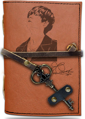 DI-KRAFT Handmade Classic Design Leather-V Printed Leather A6 Diary Unruled 200 Pages(Brown 7)