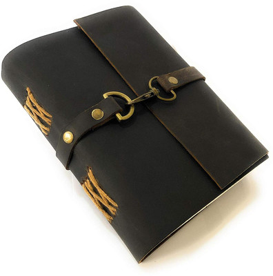 KRISHNA HANDICRAFTS Crazy Leather Lock Diary-Notebook Journal for Men & Women A6 Diary unruled 100 Pages(Brown)