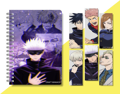 craft maniacs 2024 JUJUTSU KAISEN DIARY & 6 FREEBIE BOOKMARKS A5 Notebook RULED 160 Pages(Multicolor)