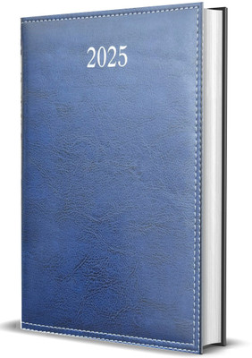 Greeshma Executive Pu Leather Diary Dated Regular Diary 2025 Single Rule 364 Pages(Blue)