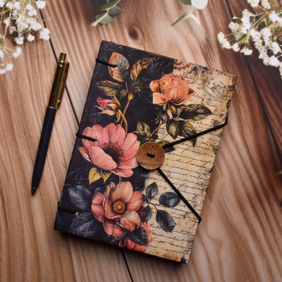 NIZAM HANDICRAFT Flower Print special binding A5 Diary Un-Ruled 200 Pages (Multicolor) 7x5 inch A5 Diary 200 200 Pages(Multicolur)