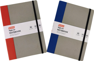 NEELGAGAN Hybrid Note Book A5 Flexi Cover P.U.& Imported Card P-2 Round Corner A5 Diary With Elastic Band (14.8 cm x 21.0 cm) Ruled 192 Pages(Maroon & Blue, Pack of 2)