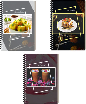 ESCAPER Food Diary Notebook, Personal Designer Notepad, Spiral Ruled Diary A5 Diary Ruled 160 Pages(Combo- E, Pack of 3)
