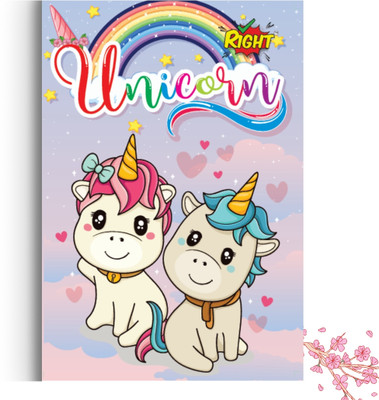 APEX MEDIA AND MARKETING INDIA Right Unicorn A5 Diary Ruled Sheets | Stationery Gift for Kids | 160 Pages(Pink)