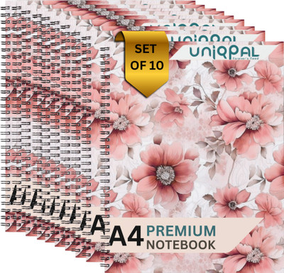 UNIQPAL SET OF 10 A4 Notebook UNRULED 120 Pages(Multicolor, Pack of 10)