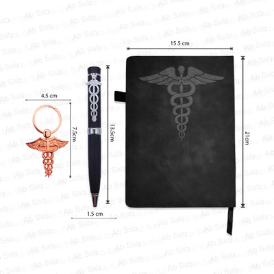 Ab Sab Doctor Symbol Diary Pen Or Key chain A5 Planner Ruled 100 Pages(Black, Pack of 3)