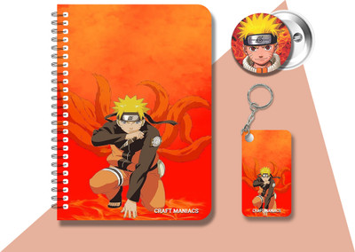 craft maniacs NARUTO DIARY & 2 FREEBIE A5 Notebook RULED 120 Pages(Multicolor, Pack of 3)