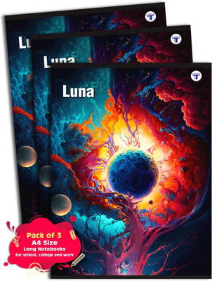 Target Publications Long Notebooks | Luna | A4 172 Pages | Single Line Writing Books | Set of 3 A4 Notebook Ruled 172 Pages(Multicolor, Pack of 3)
