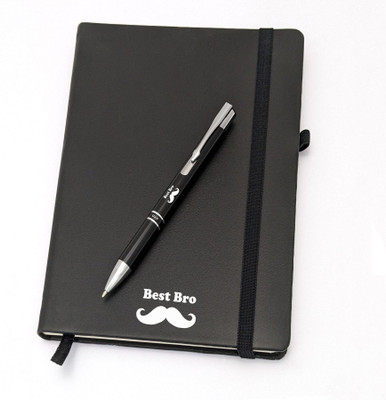 UJJi Bst Bro Printed Click Metal Pen & Notebook for Brothers A5 Gift Set Ruled 186 Pages(Black, Pack of 2)