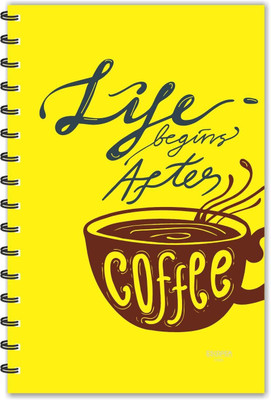 ESCAPER Life Begin After Coffee (Ruled - A5 Size - 8.5 x 5.5 inches) Designer Diary, Notebook, Notepad A5 Diary Ruled 160 Pages(Multicolor)