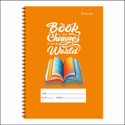 RLanyard Spiral Notebook (pack of 1) A4 Notebook unruled/plain, Notebook for Students 200 Pages(Orange)