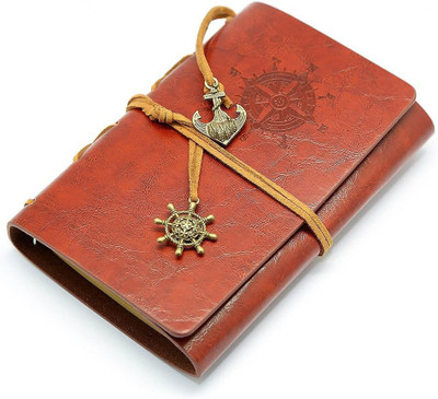 RIANZ Vintage Leather Writing Journal Notebook, Spiral Blank Notepad Sketchbook A6 Journal NO 100 Pages(Light Brown)