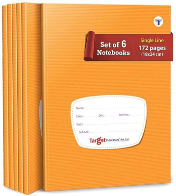 Woodsnipe Single Line Notebooks | Long Single Line Copy | 176 Ruled Pages A5 Size | Soft Brown Cover | 18 cm x 24 cm Approx | Pack of 6 Books | GSM 60 Regular Notebook Single Line 1056 Pages(Brown, Pack of 6)
