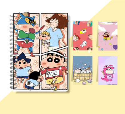 craft maniacs SHINCHAN DIARY & 4 MAGNETIC BOOKMARKS 2025 A5 Diary RULED 160 Pages(Purple)