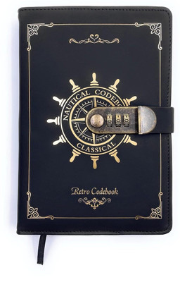 SVULINT Lifestyle A5 Diary Notebook with Number Combination Lock & PU Leather Cover Secret Lock Diary 200 Pages(Black)