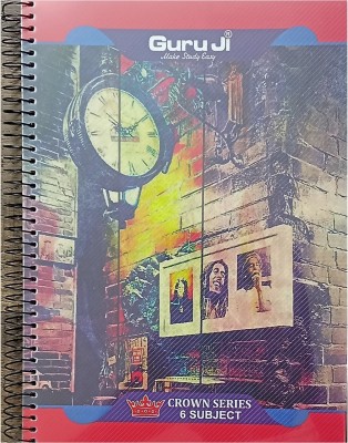 Shingari Enterprises GURU JI Crown Series 6 Subject Notebook Size (18*24) (Pack of 2) A3 Notebook SINGLE LINE 300 Pages(Molticolor)