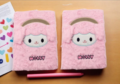 Eclet 2pcs Soft Cute Fur Diary for Girls/boys Personal Diary A5 Diary Furry Diary for Girls Fur Cover Notebook with Ruled Page 80 Pages(Multicolor)