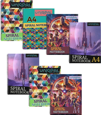 UNIQPAL SET OF 7 A4 Notebook RULED 200 Pages(Multicolor, Pack of 7)