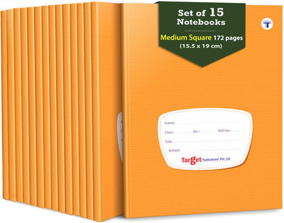 Target Publications Medium Square Notebooks for Kids & Students | Maths Copy | 15.5x19 cm|Pack of 15 Regular Notebook Medium Square 2580 Pages(Brown, Pack of 15)