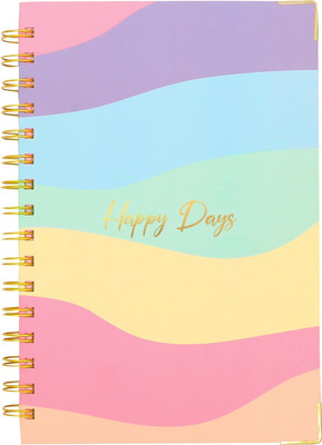 Doodle Pastel Rainbow Happy Days Hard Bound Daily A5 Planner Ruled 192 Pages(Multicolor)