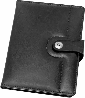 UJJi Black Colour Notebook in PU Leather with Magnetic Lock A5 Notebook Ruled 186 Pages(Black)