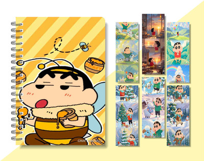 craft maniacs 2024 SHINCHAN DIARY & 6 FREEBIE BOOKMARKS A5 Notebook RULED 160 Pages(Multicolor)