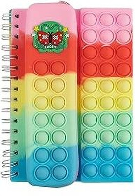 CherryBox Pop IT diary with Stationary Pouch for Pen Pencils Organiser Butterfly Design Regular Notebook Ruled 90 Pages(Multicolor)