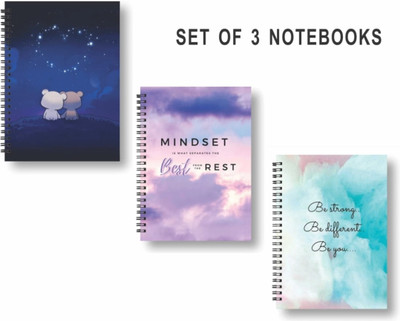 craft maniacs 2023 CUTE NOTEBOOK COLLECTION A5 Notebook RULED 160 Pages(YOU CAN DO THIS YELLOW, Pack of 3)