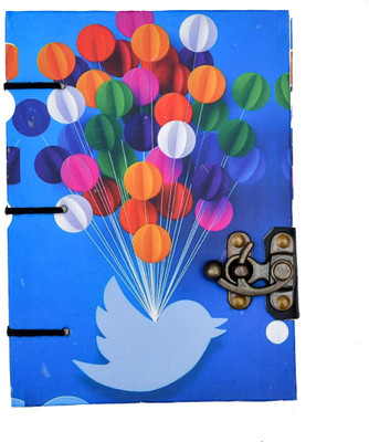 CRAFT CLUB Blue Cover With Coloured Balloons handmade Journal A5 Diary unrulled 200 Pages(Multicolor)