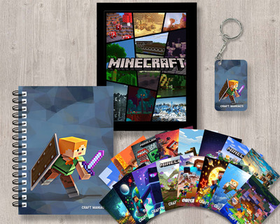 craft maniacs MINECRAFT GIFTING COMBO A5 Notebook RULED 120 Pages(Black)