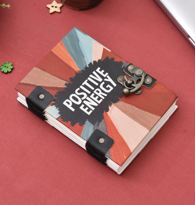 leather play Positive Energy Printed Diary with Lock | Handmade Paper Journal Regular Diary Unruled 144 Pages(Multicolor)