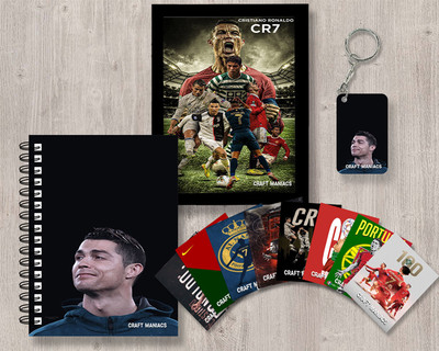 craft maniacs FOOTBALLER GIFTING COMBO A5 Organizer RULED 120 Pages(Black)
