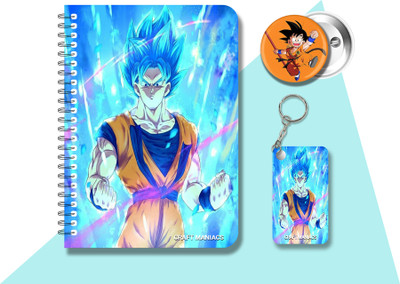 craft maniacs DRAGON BALL Z DIARY & 2 FREEBIE A5 Notebook RULED 120 Pages(Multicolor, Pack of 3)