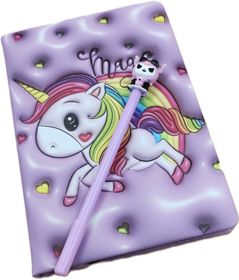 Paper Bear Unicorn A5 Diary Designer 80 Pages(Purple)