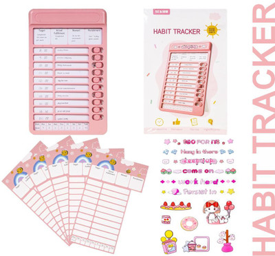 Magnemite Kids Habit Tracker Chart – Reusable Daily Routine & Chore Board for Children Regular Planner/Organizer Ruled 15 Pages(Pink)