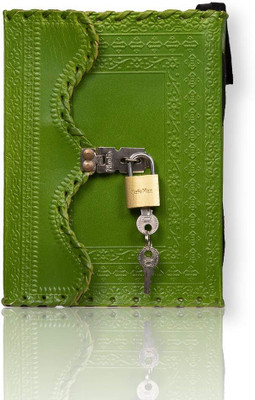 KRISHNA HANDICRAFTS Handmade Leather Bound Notepad for Men and Women Unlined Paper A5 Diary unruled 100 Pages(Green)
