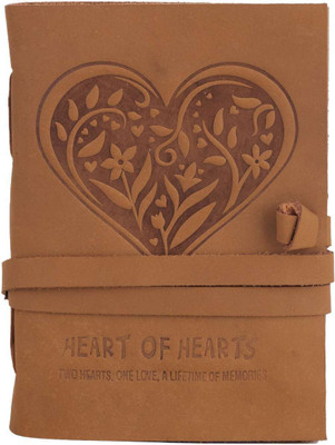 Handcrafty Antique Handmade Heart Strap Closer Diary for Men and Women A5 Writing Pad Plain White Paper 200 Pages(Brown)
