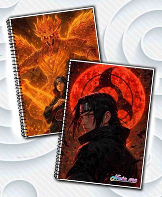 NOTEme Fire Guardian & Sharingan Ninja Edition | Intense Anime Cover Art A5 Notebook Unruled 200 Pages(Multicolor, Pack of 2)