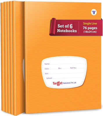 Woodsnipe Single Line Notebook | Small Single Line Copy | 72 Ruled Pages | Soft Brown Cover Book | 18 cm x 24 cm Approx | for School, College and Office Use | GSM 60 | Pack of 6 Regular Notebook Single Line 432 Pages(Brown, Pack of 6)