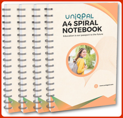 Puvi SPIRAL Notebook A4 Notebook UNRULED/PLAIN 200 Pages(Multicolor, Pack of 4)