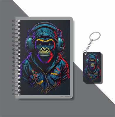 craft maniacs 2023 MIX DIARY + KEYCHAIN A5 Notebook RULED 160 Pages(Multicolor)
